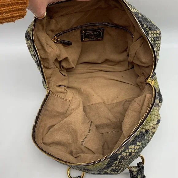 Prada Cervo Lux Printed Snakeskin Leather Tote - Picture 10 of 14